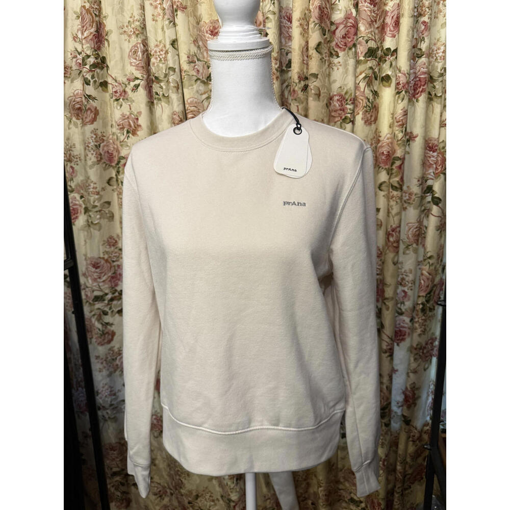 NWT! prAna Women's Fleece Crew Sweatshirt Cream Size Medium - Picture 7 of 7